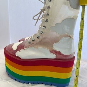 CURRENT MOOD Clear Rainbow Platform Boots Size 6M Festival Rave LGBTQ Ally